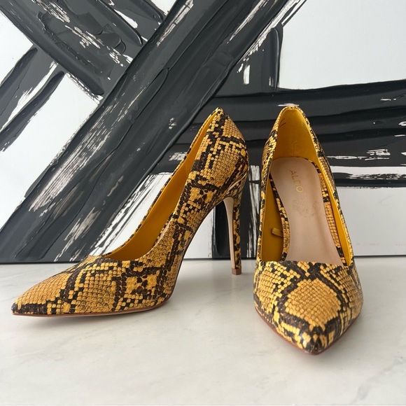 Aldo Shoes - ALDO Yellow Snake Print Pumps